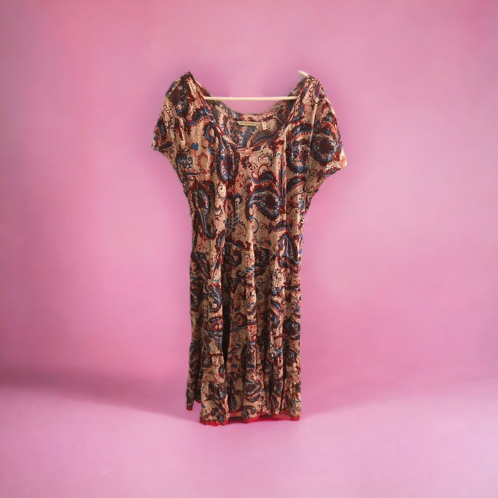 NWT Soft Surroundings Kara Maxi Dress Framboise Paisley‎ Size 3X Pink Blue